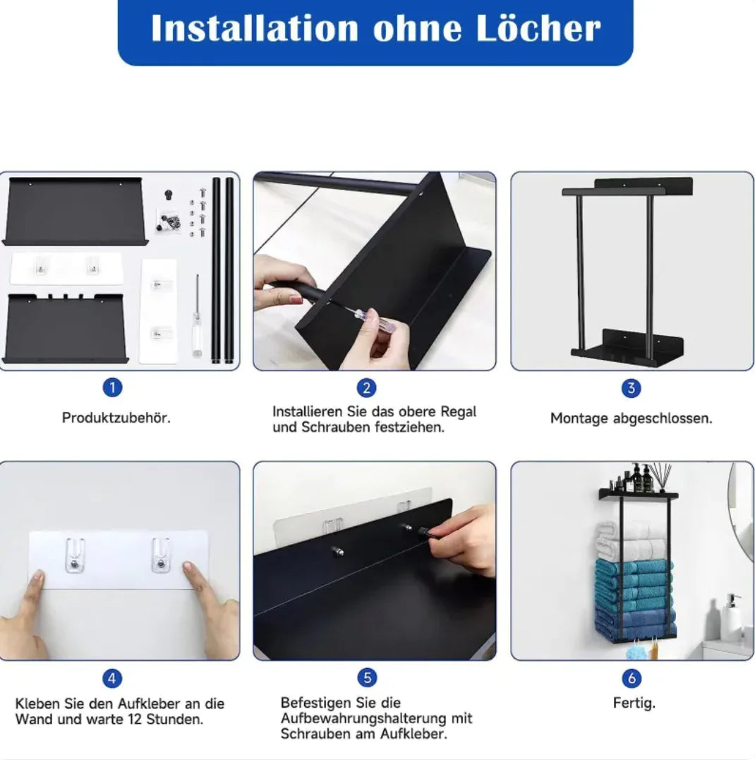 Black & Grey Wall Mounted Bathroom Storage Rack