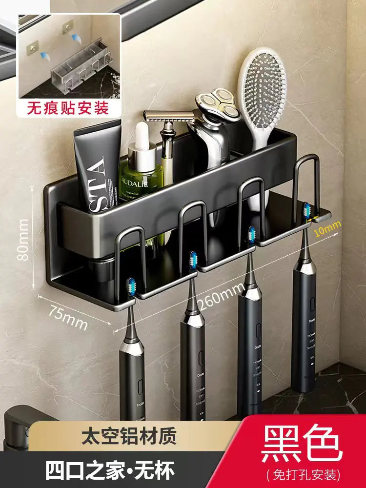 Wall-Mounted Toothbrush and Cup Holder for Bathroom