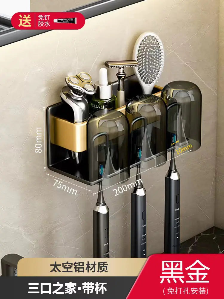 Wall-Mounted Toothbrush and Cup Holder for Bathroom