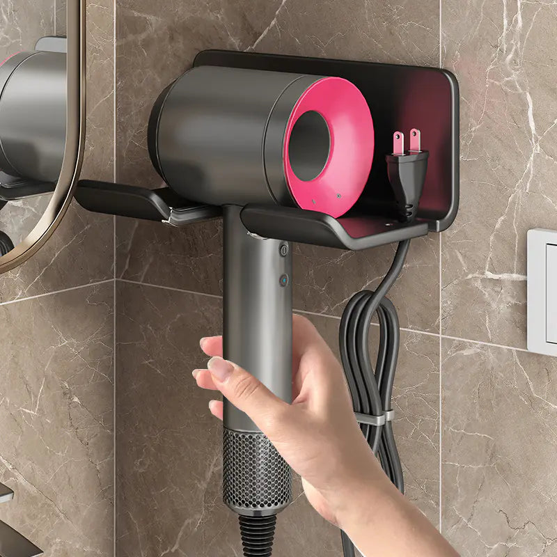 Bathroom Hair Dryer Holder - No Drill Multi-Function Rack