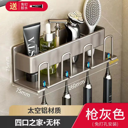 Wall-Mounted Toothbrush and Cup Holder for Bathroom