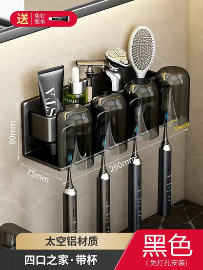 Wall-Mounted Toothbrush and Cup Holder for Bathroom