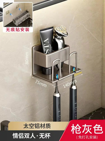Wall-Mounted Toothbrush and Cup Holder for Bathroom