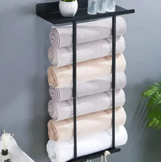 Black & Grey Wall Mounted Bathroom Storage Rack