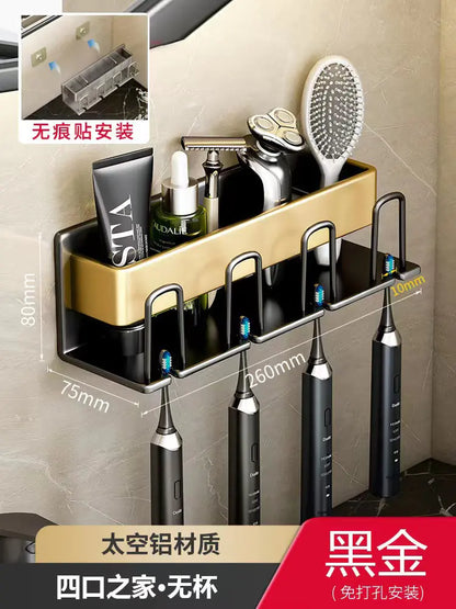 Wall-Mounted Toothbrush and Cup Holder for Bathroom
