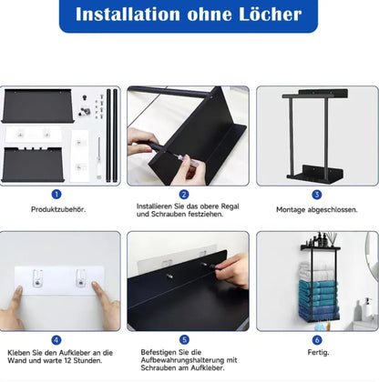 Black & Grey Wall Mounted Bathroom Storage Rack