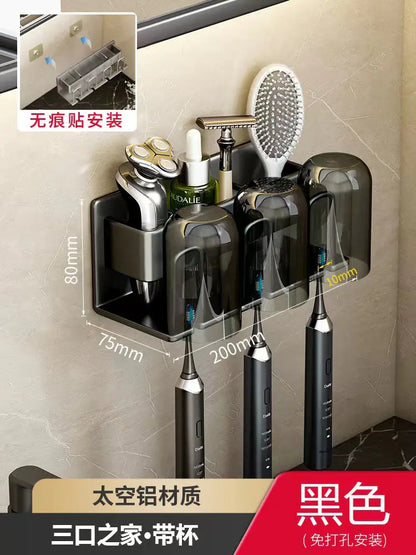 Wall-Mounted Toothbrush and Cup Holder for Bathroom
