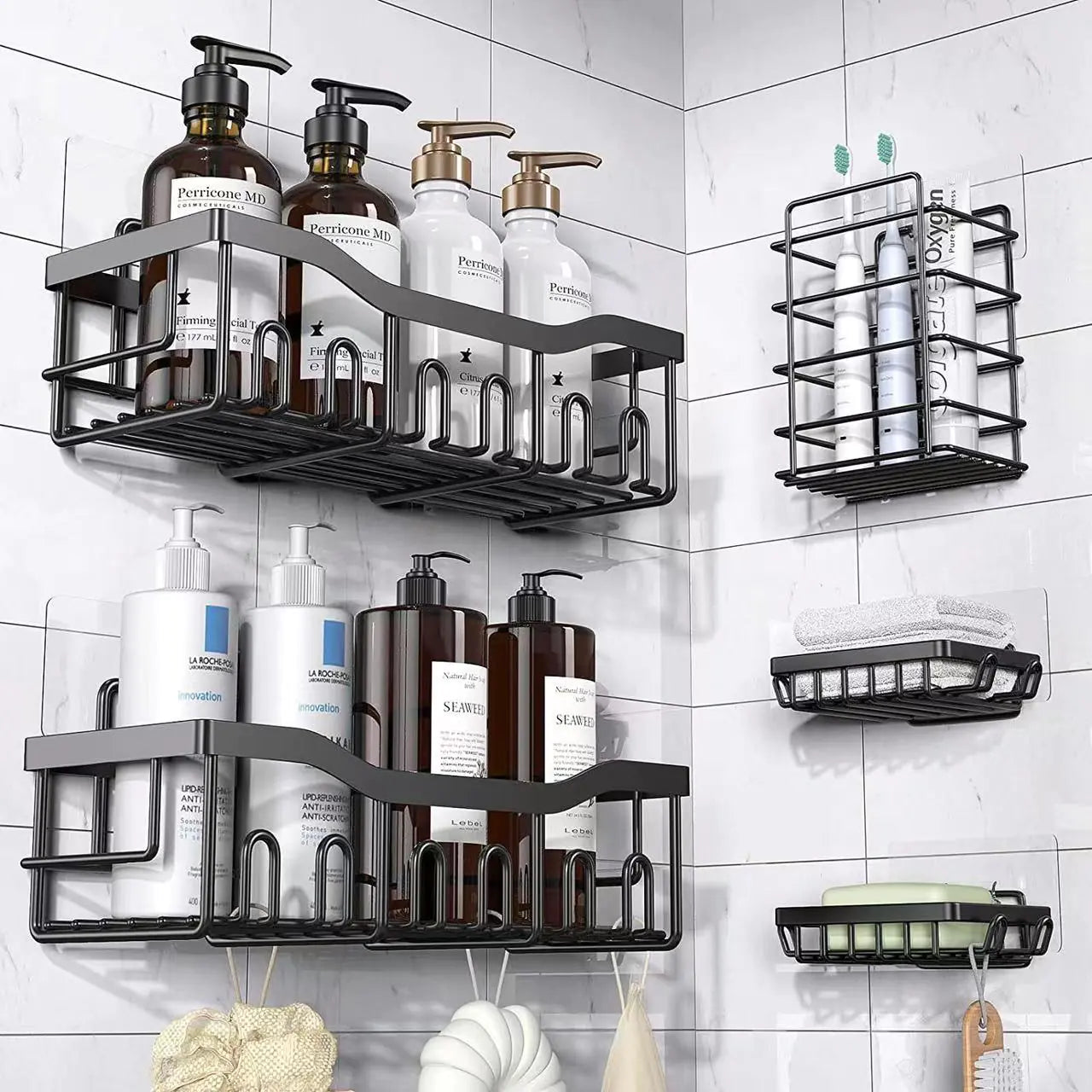Wall-Mounted Shower Storage Rack for Bathroom
