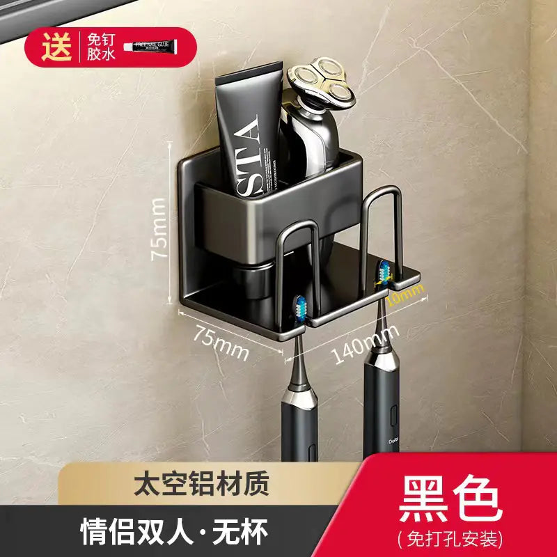 Wall-Mounted Toothbrush and Cup Holder for Bathroom