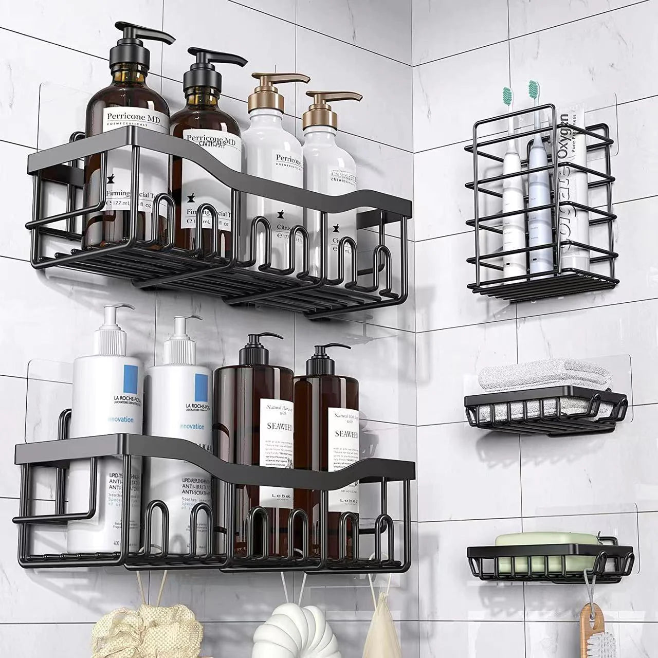 Wall-Mounted Shower Storage Rack for Bathroom