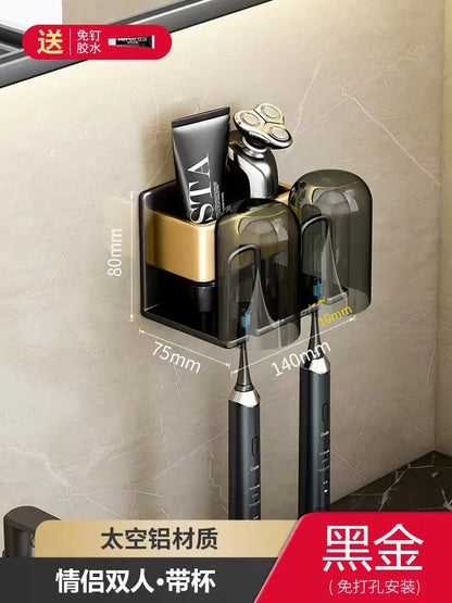 Wall-Mounted Toothbrush and Cup Holder for Bathroom
